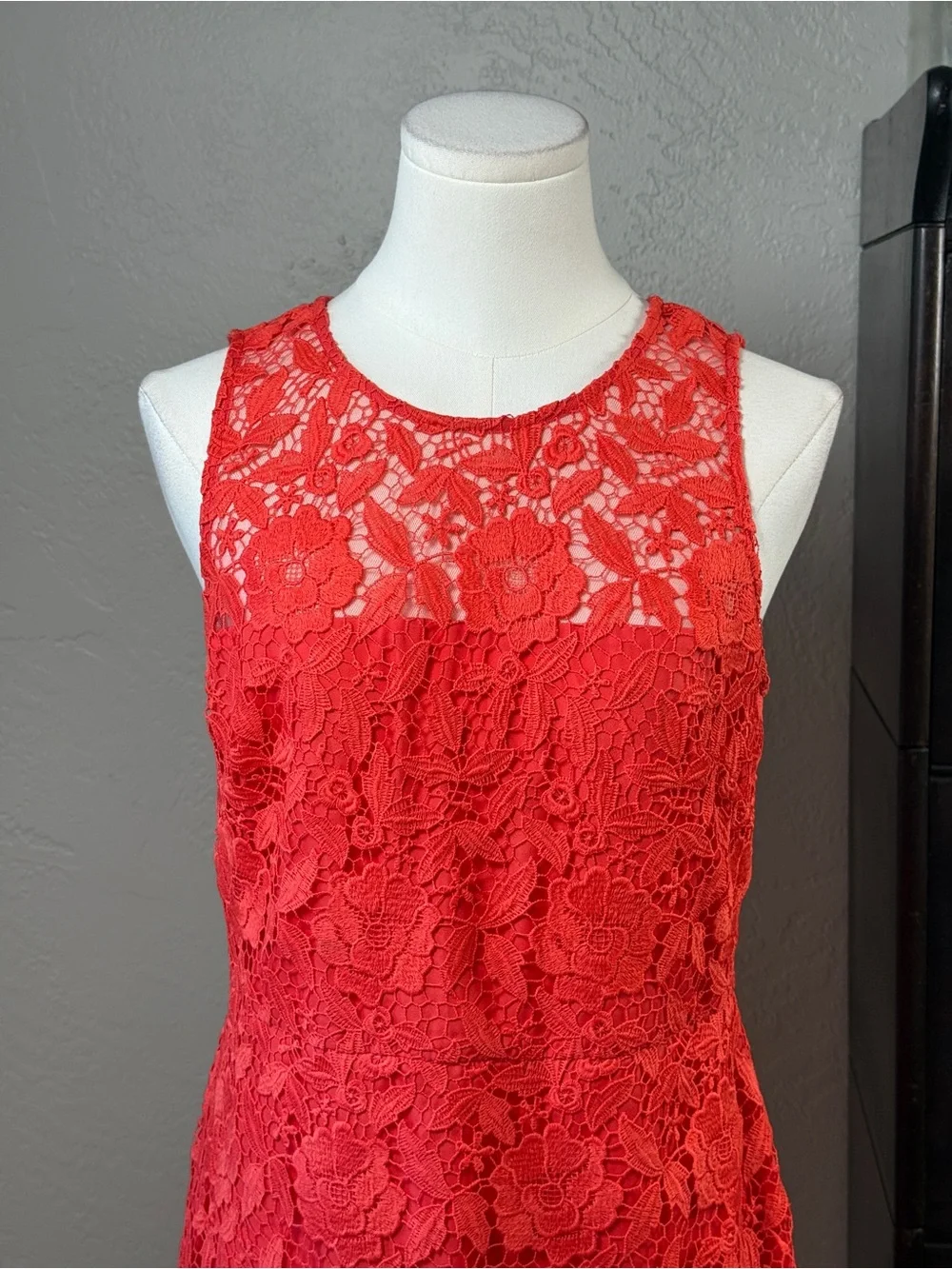 J.Crew Collection Floral Lace Sheath Dress Coral Red Sleeveless Size 6